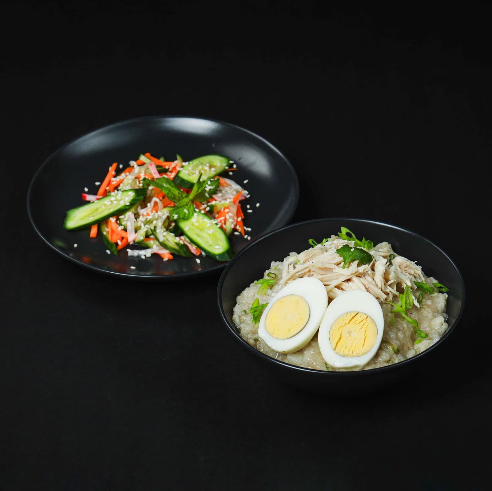 Chicken Congee with Soft Egg & Asian Pickled Vegetables